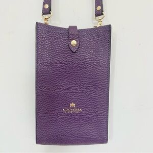 Cuoieria Fiorentina Leather Phone Case and Crossbody Purse Purple Made in Italy